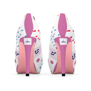 Angelica White & Pink Woman's Platform Heels - angelicasmusic-com