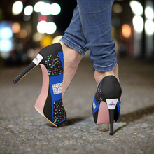 Load image into Gallery viewer, Angelica Black &amp; Blue Women&#39;s Platform Heels