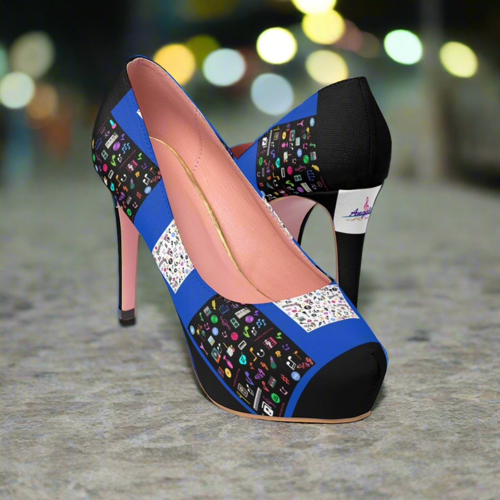 Angelica Black & Blue Women's Platform Heels