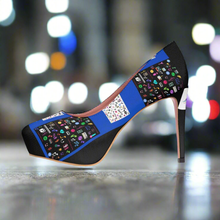 Load image into Gallery viewer, Angelica Black &amp; Blue Women&#39;s Platform Heels