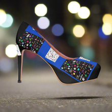 Load image into Gallery viewer, Angelica Black &amp; Blue Women&#39;s Platform Heels