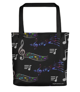 Angelica Tote Bag - Featuring All Over Music Print - angelicasmusic-com
