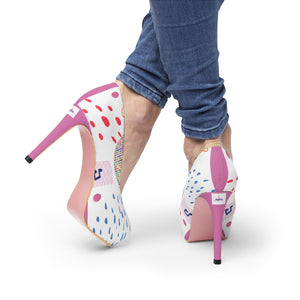 Angelica White & Pink Woman's Platform Heels - angelicasmusic-com