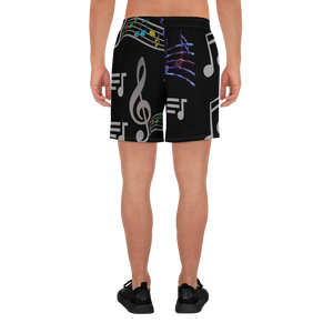 Angelica Mens Athletic Long Shorts - Music Print Design - angelicasmusic-com