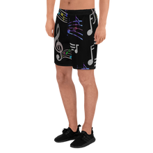 Load image into Gallery viewer, Angelica Mens Athletic Long Shorts - Music Print Design - angelicasmusic-com