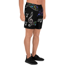 Load image into Gallery viewer, Angelica Mens Athletic Long Shorts - Music Print Design - angelicasmusic-com
