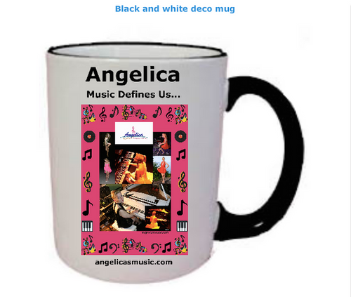 Angelica Coffee Mug - Featuring Black & White Deco - angelicasmusic-com